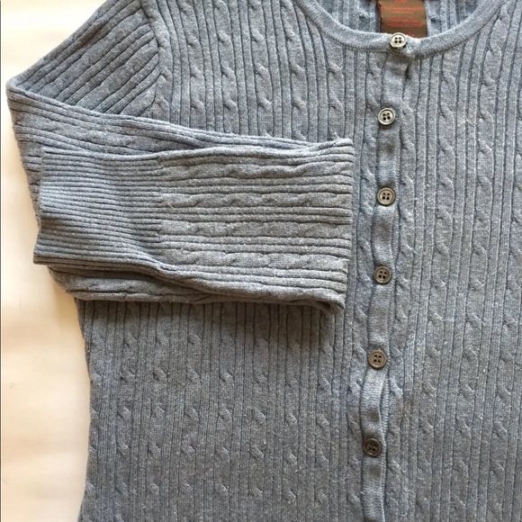 Danier Women Button Down Cardigan Light Cable Knit Medium Denim Blue - Picture 8 of 9